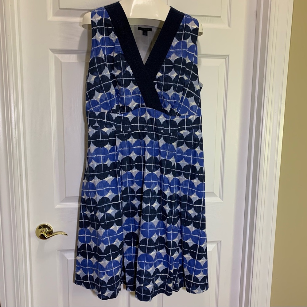 Tommy Hilfiger Blue & White Geometric Dress Size 18